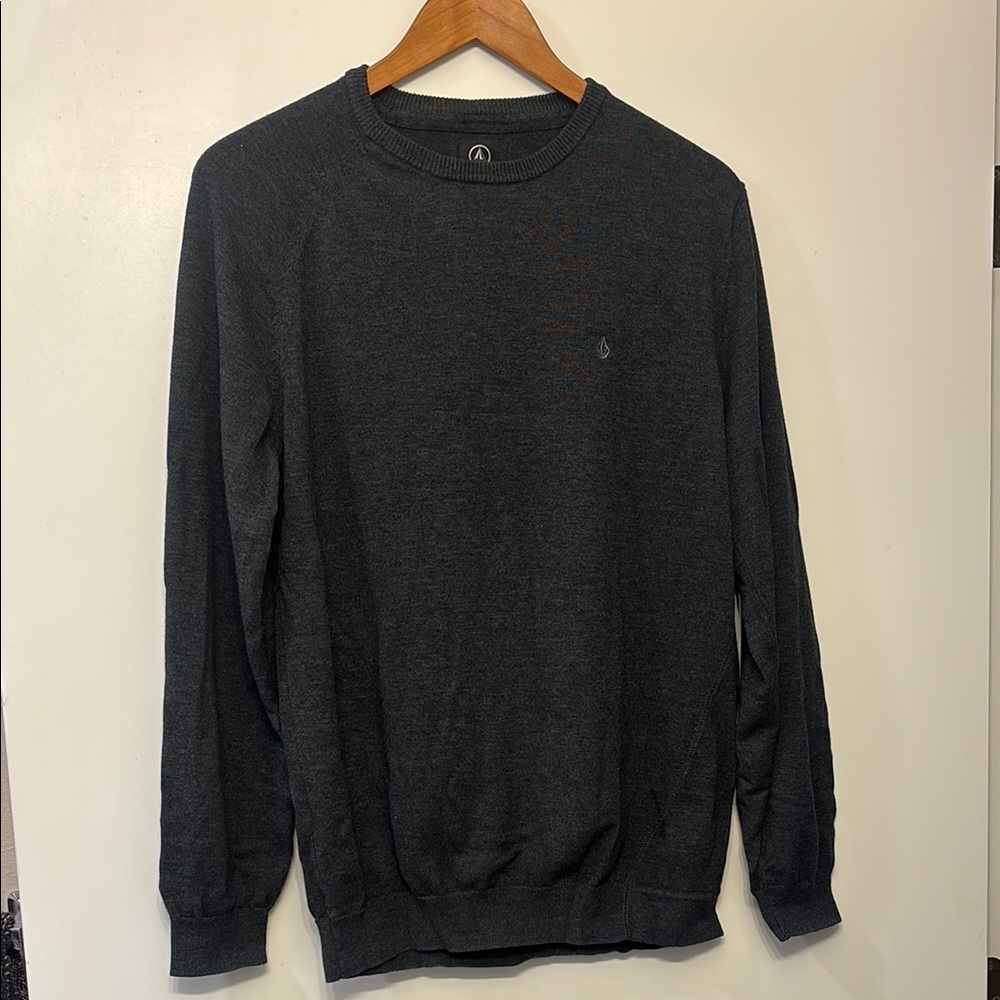 Volcom Gray Crewneck Sweater Classic Knit